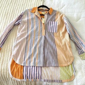 Anthropology button-down shirt oversized striped cotton viscose
